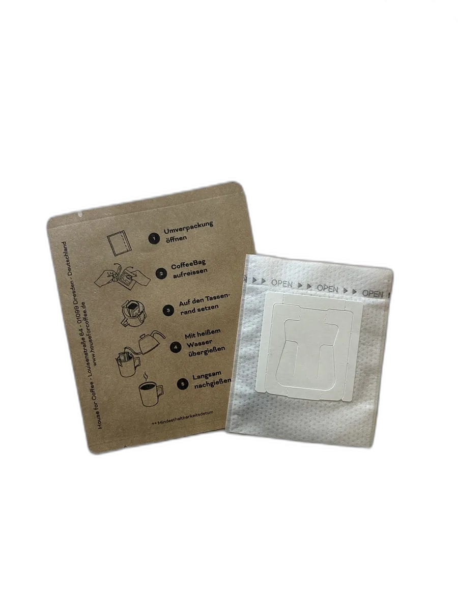 Gebrandete Coffeebags Vorderseite